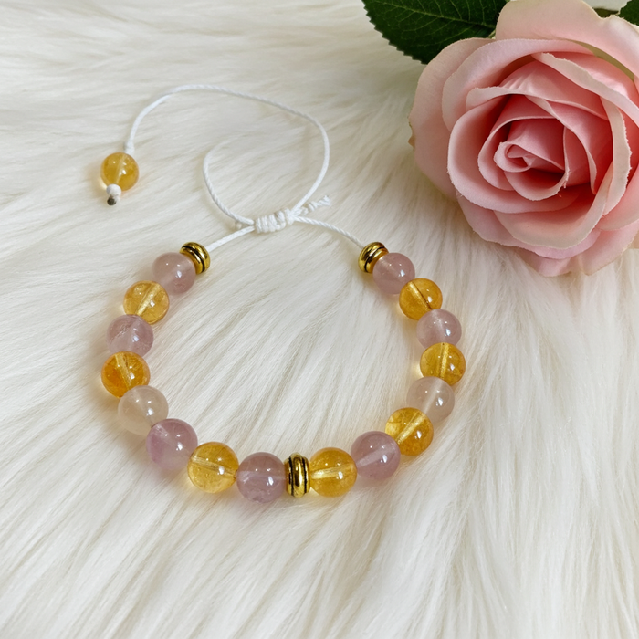 Amethyst & Citrine Beaded Bracelet