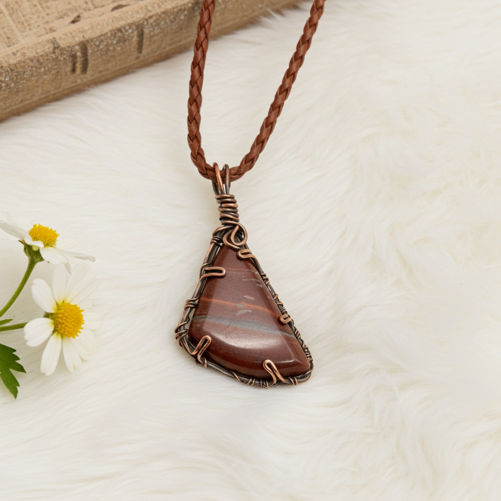 Red Tiger Eye Wire Wrapped Pendant - Connie’s Crystals 