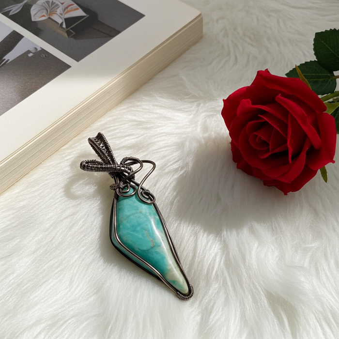 Amazonite Wire Wrapped Pendant - Connie’s Crystals 