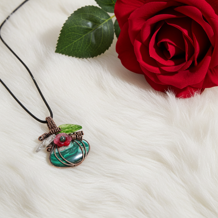 Malachite Pumpkin Pendant