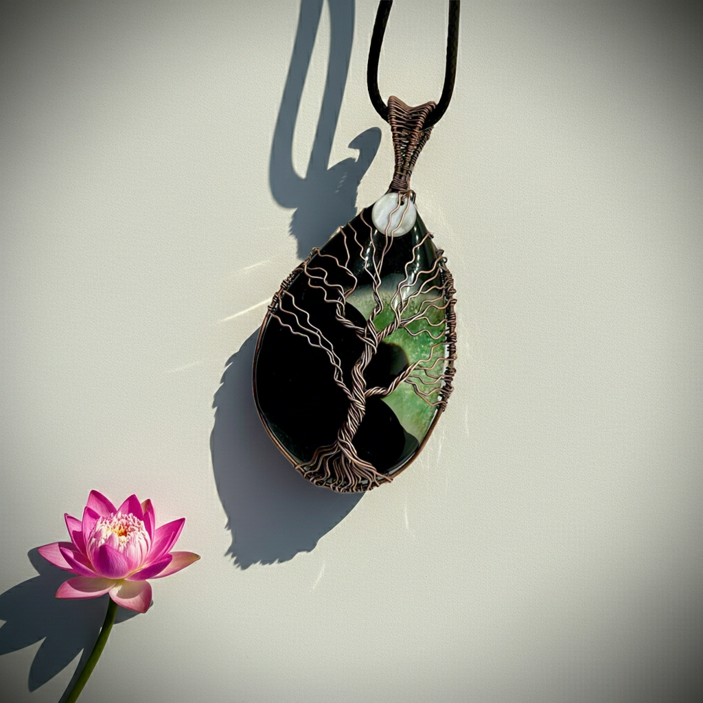 Druzy Geode Agate Tree Pendant