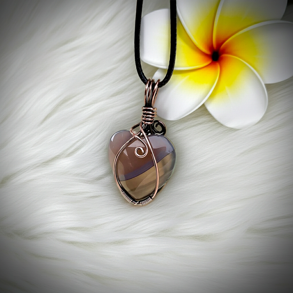 Striped Agate Heart Shaped Pendant