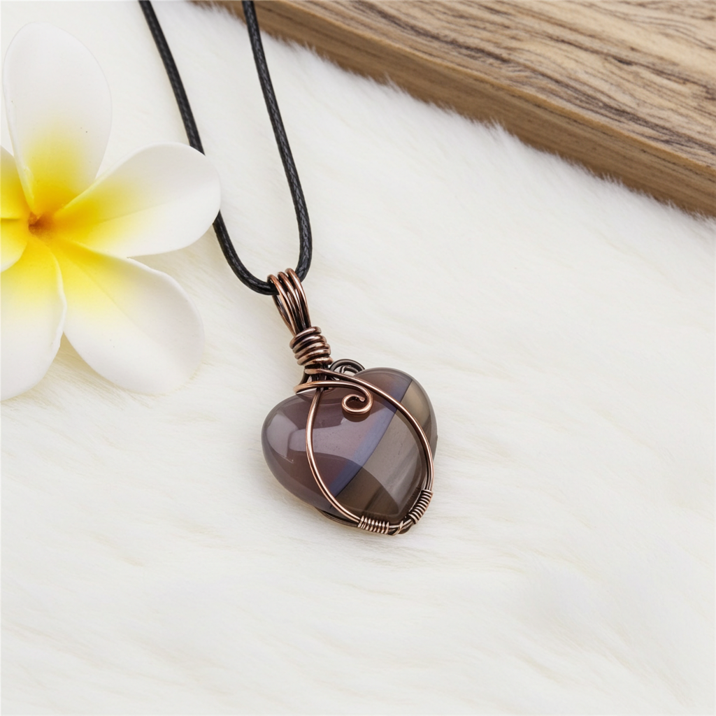 Striped Agate Heart Shaped Pendant