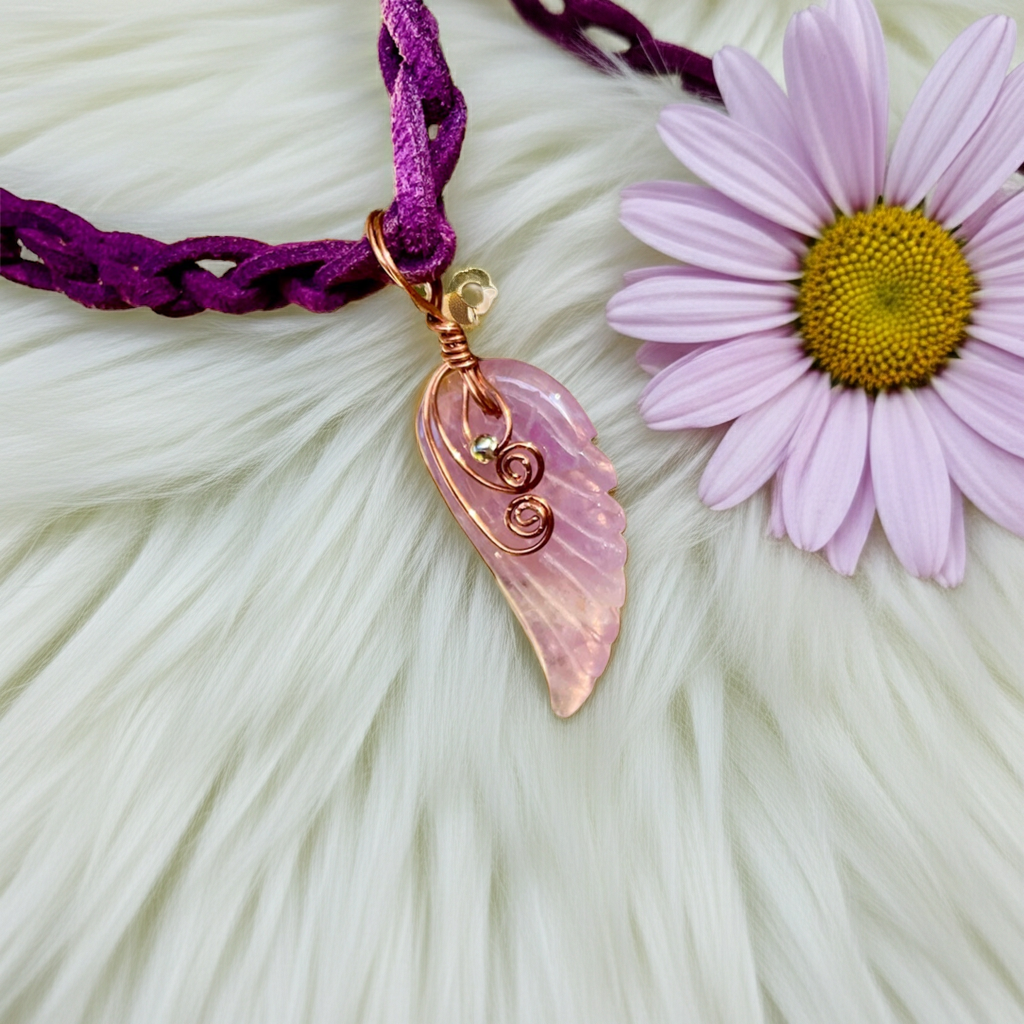 Amethyst Angel Wing Carved Pendant - Connie’s Crystals 