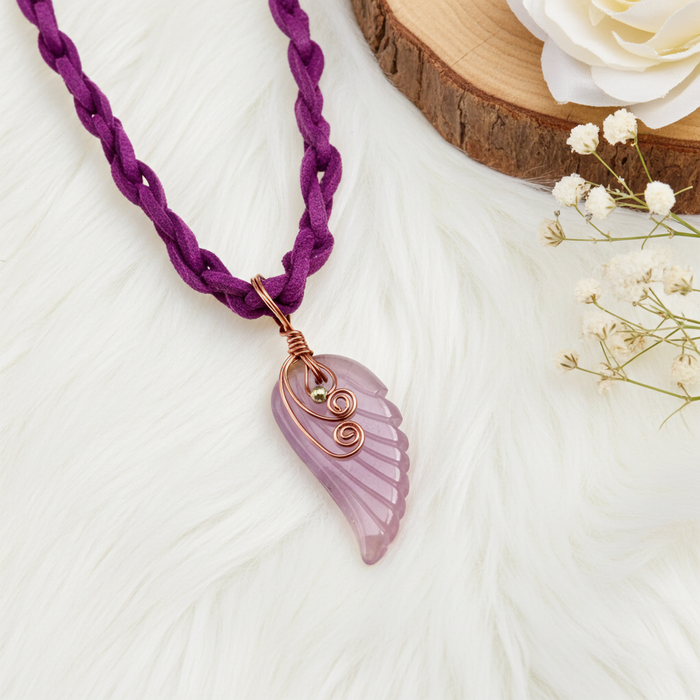 Amethyst Angel Wing Carved Pendant - Connie’s Crystals 