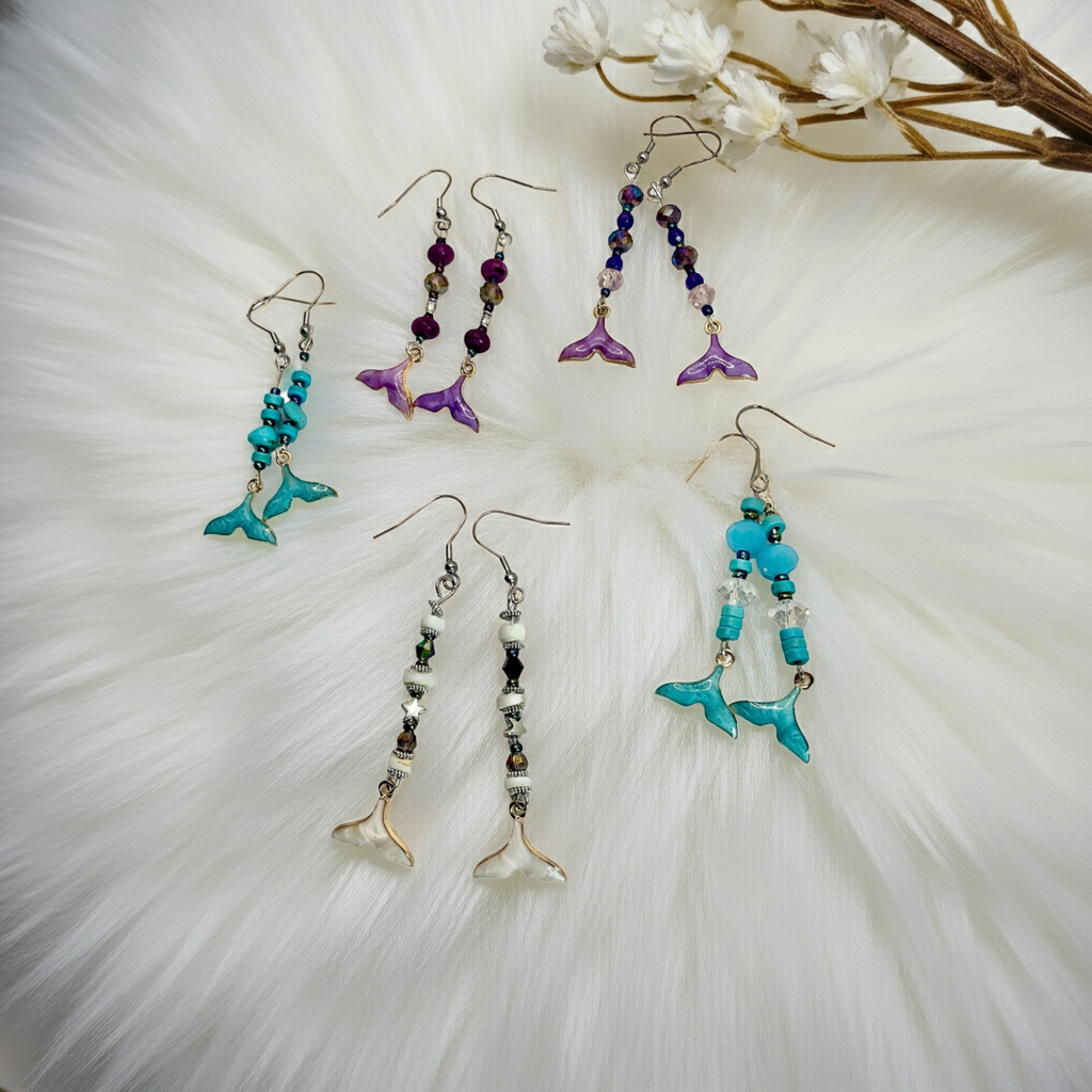 Enamelled Whale Tail Earrings - Connie’s Crystals 