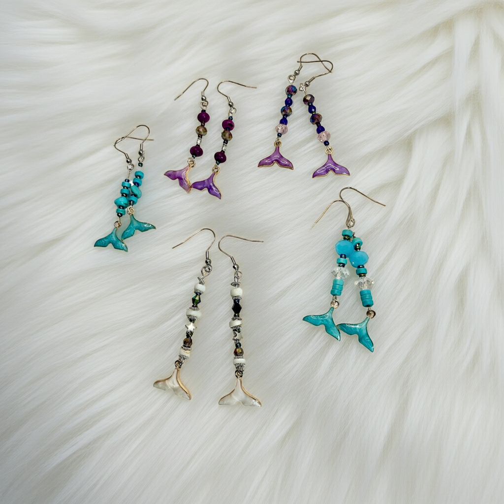 Enamelled Whale Tail Earrings - Connie’s Crystals 