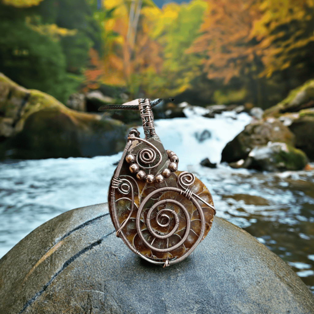 Ammonite Fossil Wire Wrapped Pendant - Connie’s Crystals 