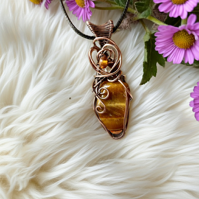 Tiger Eye With Amber Accent Pendant