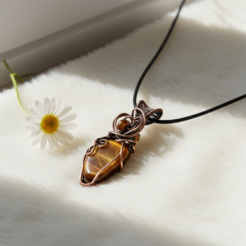 Tiger Eye With Amber Accent Pendant
