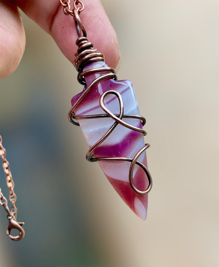 Agate Arrow Point Wire Wrapped Pendant - Connie’s Crystals 