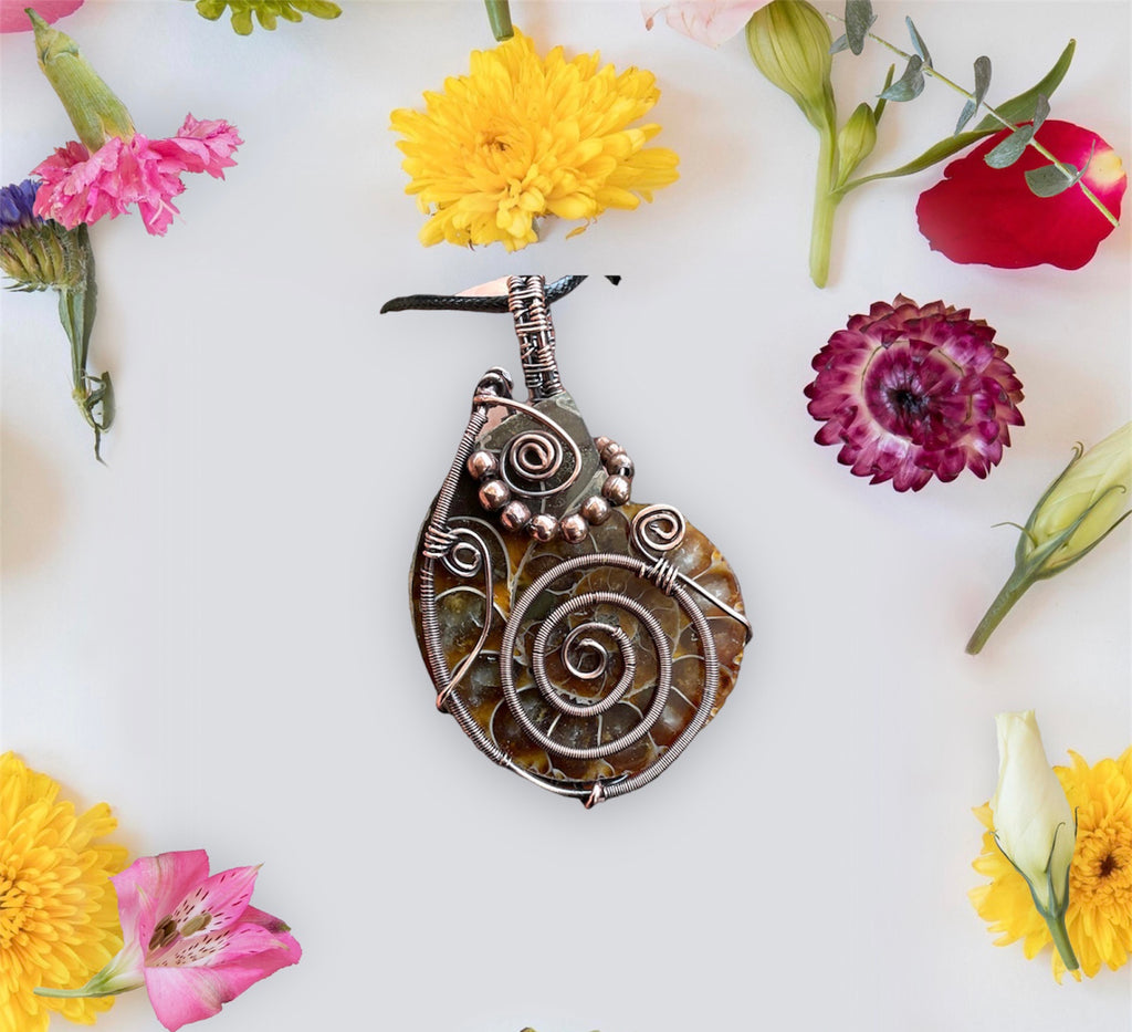 Ammonite Fossil Wire Wrapped Pendant - Connie’s Crystals 