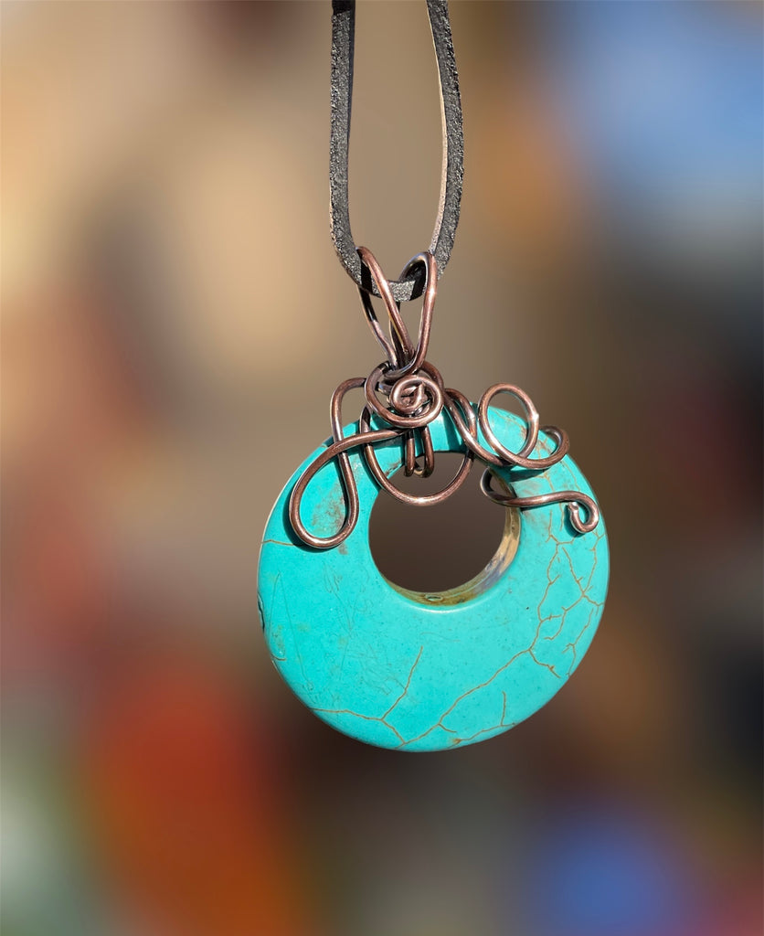 Dyed Howlite Donut Wire Wrapped Pendant - Connie’s Crystals 