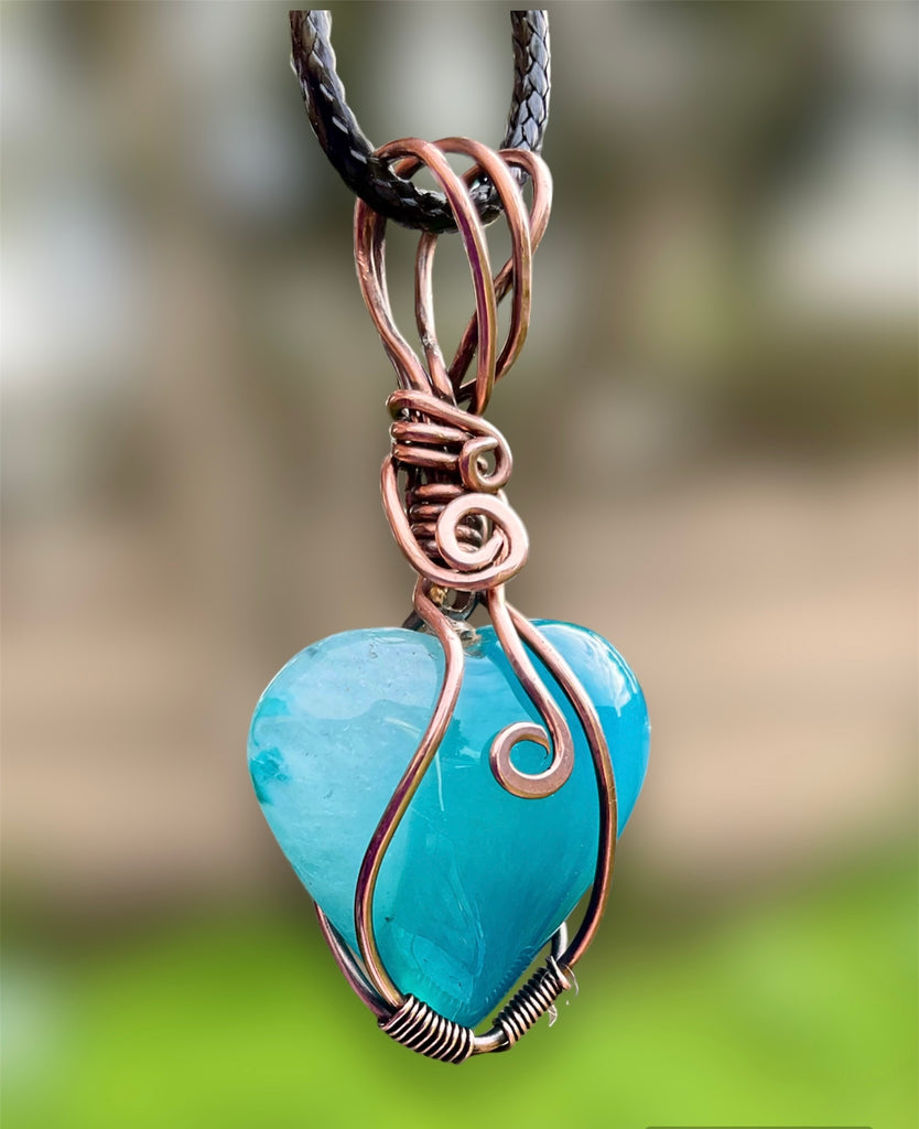 Druzy Geode Agate Wire Wrapped Heart Shaped Pendant - Connie’s Crystals 