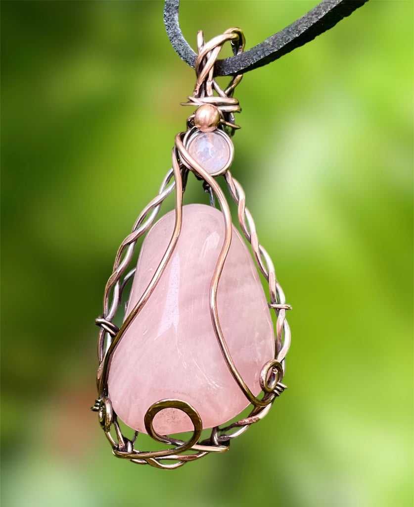 Rose Quartz Wire Wrapped Pendant - Connie’s Crystals 