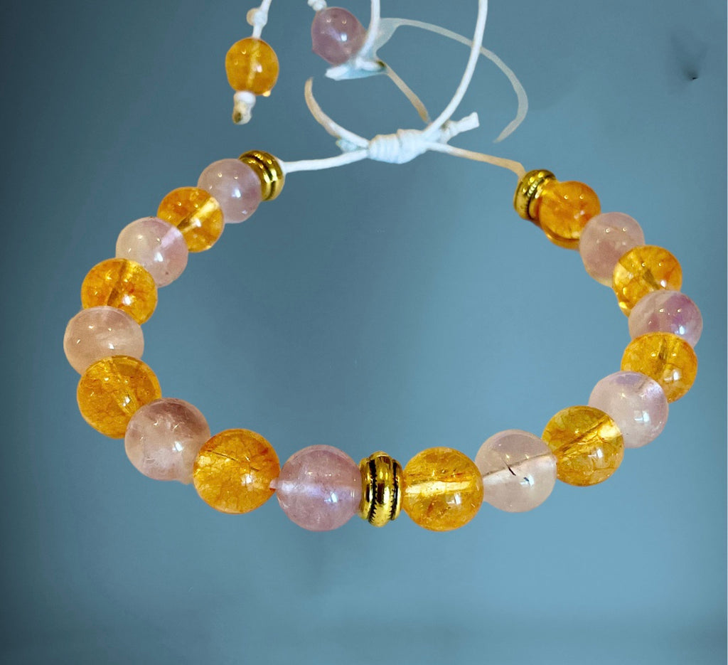 Amethyst & Citrine Beaded Bracelet - Connie’s Crystals 