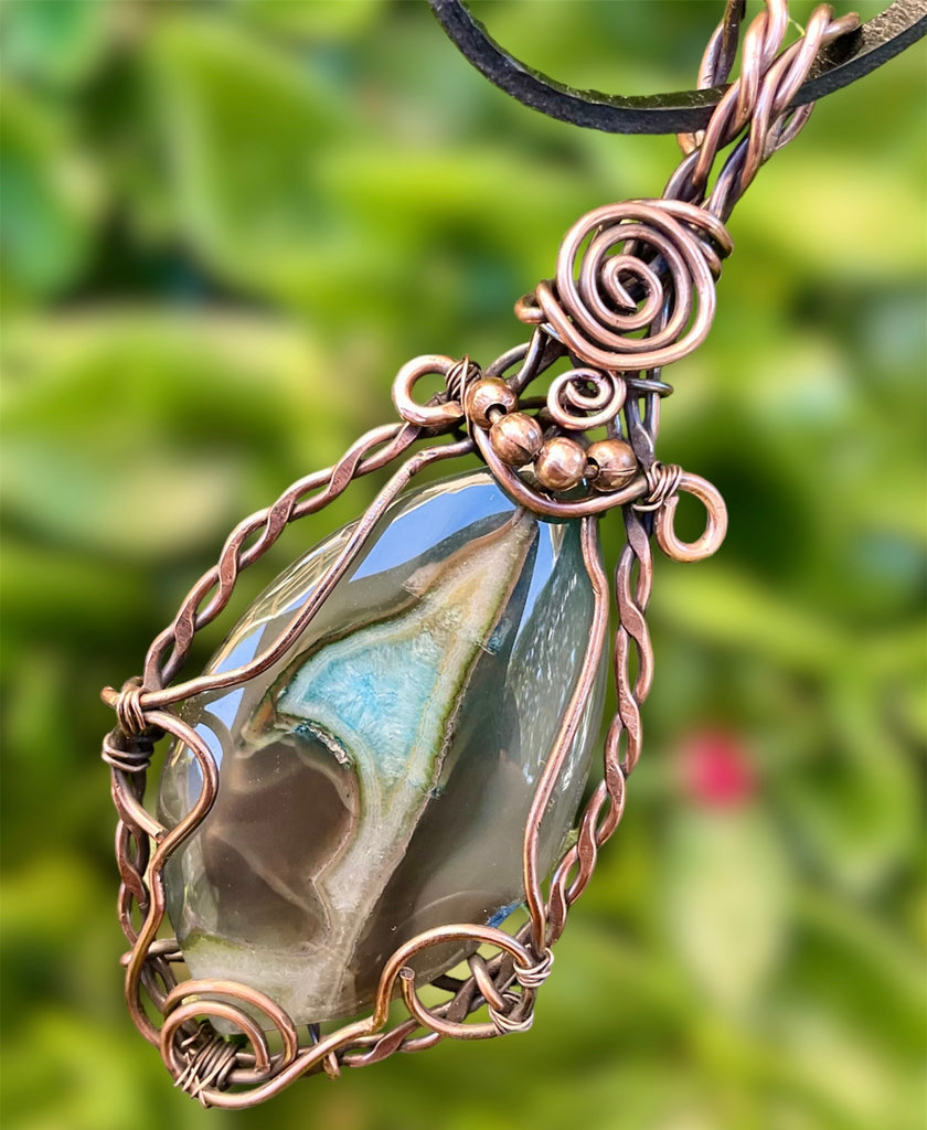 Druzy Geode Agate Large Wire Wrapped Pendant - Connie’s Crystals 
