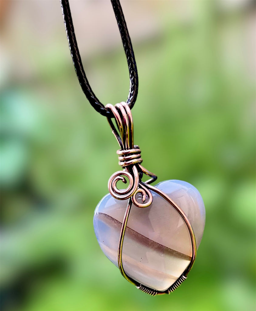 Striped Agate Heart Shaped Pendant - Connie’s Crystals 