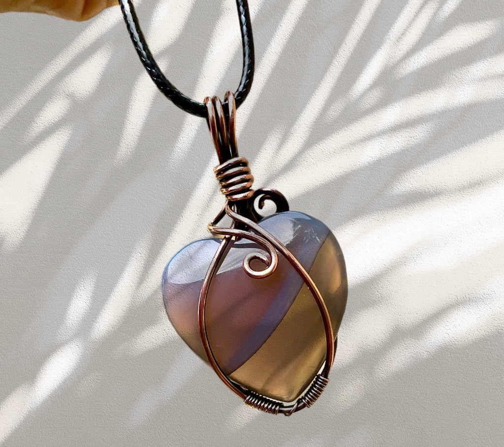 Striped Agate Heart Shaped Pendant - Connie’s Crystals 