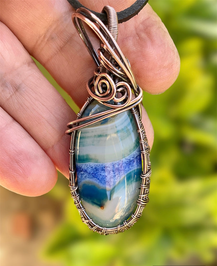 Druzy Geode Agate Wire Wrapped Pendant - Connie’s Crystals 