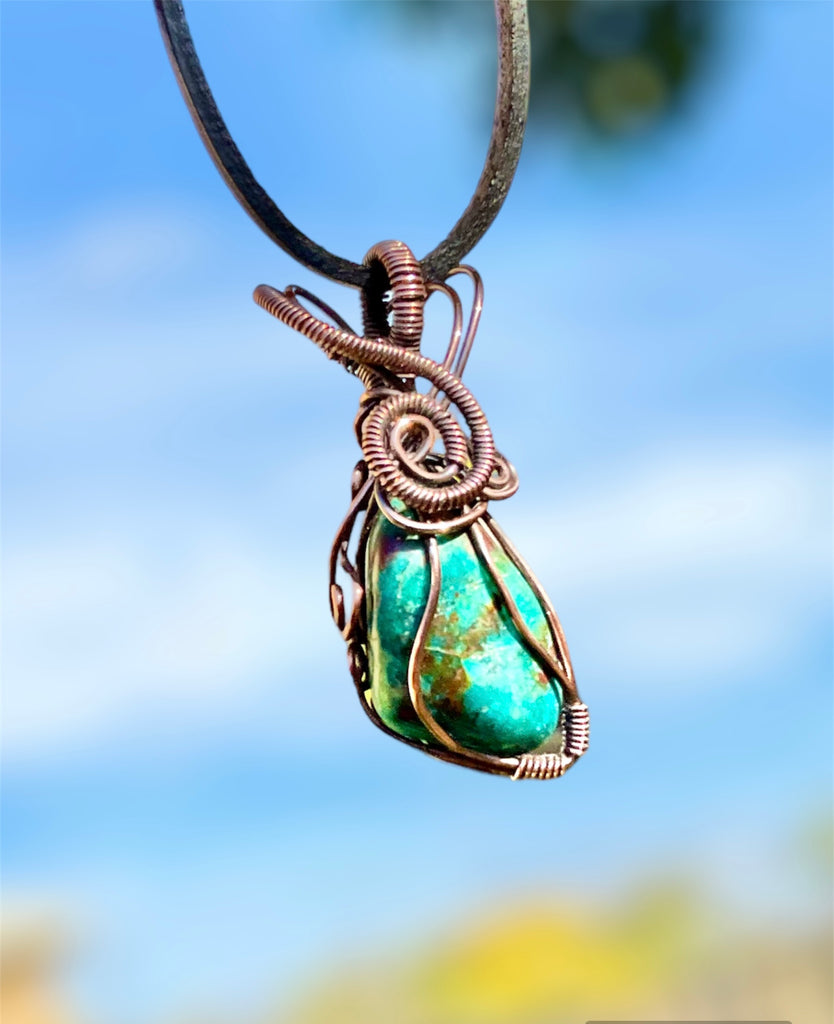 Chrysocolla Wire Wrapped Pendant - Connie’s Crystals 