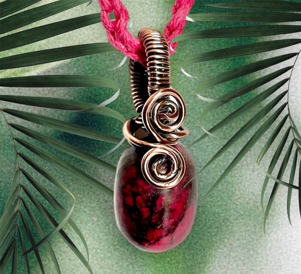 Red Kunzite Wire Wrapped Pendant - Connie’s Crystals 