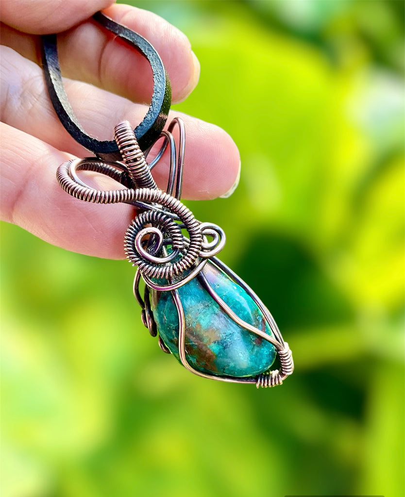 Chrysocolla Wire Wrapped Pendant - Connie’s Crystals 