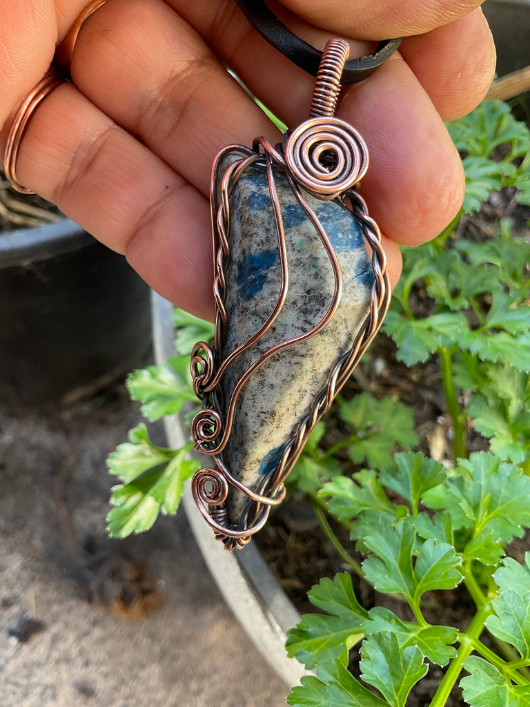 Azurite In Granite K2 Wire Wrapped Pendant - Connie’s Crystals 