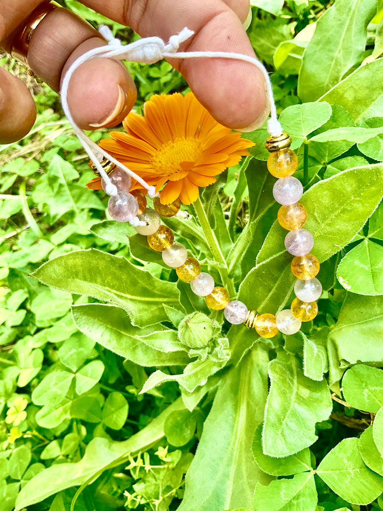Amethyst & Citrine Beaded Bracelet - Connie’s Crystals 