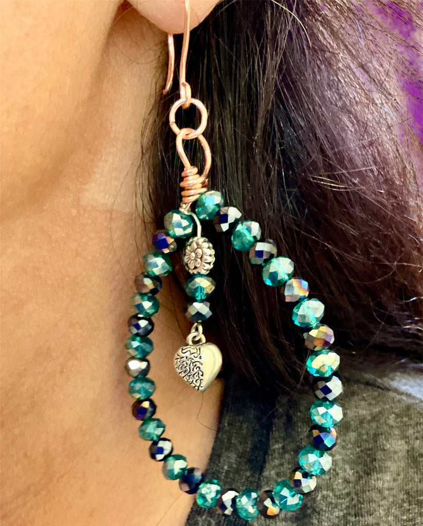 Green And Black Crystal Hoop Earrings - Connie’s Crystals 