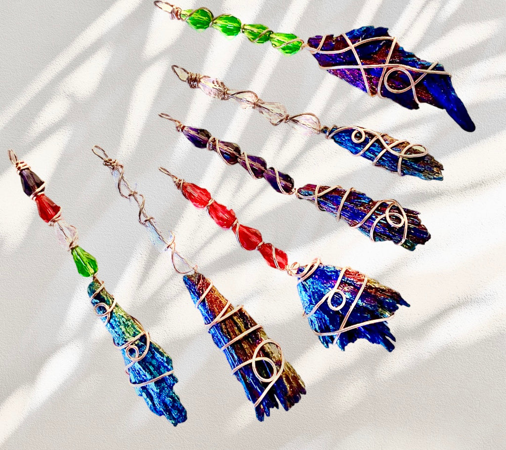Black Kyanite Titanium Aura Witches Broomstick - Connie’s Crystals 