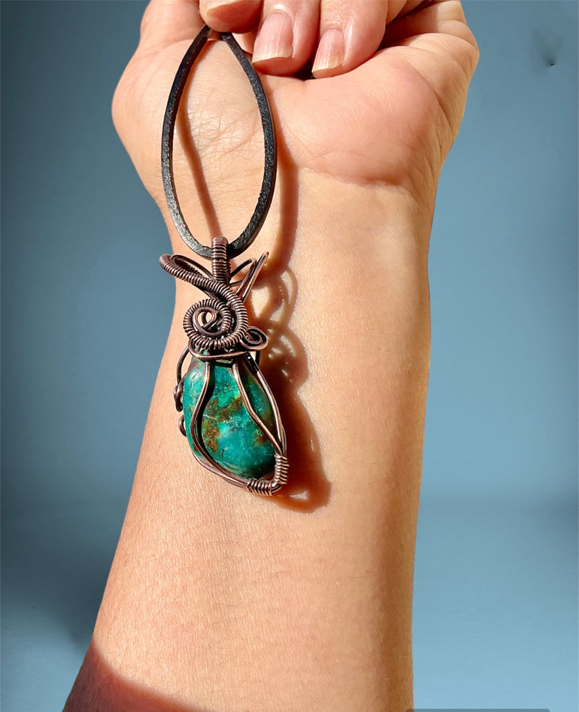 Chrysocolla Wire Wrapped Pendant - Connie’s Crystals 