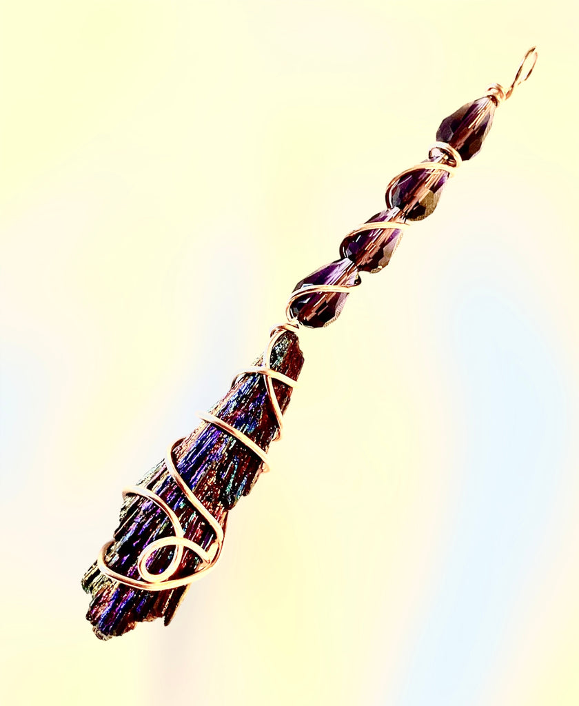 Black Kyanite Titanium Aura Witches Broomstick - Connie’s Crystals 