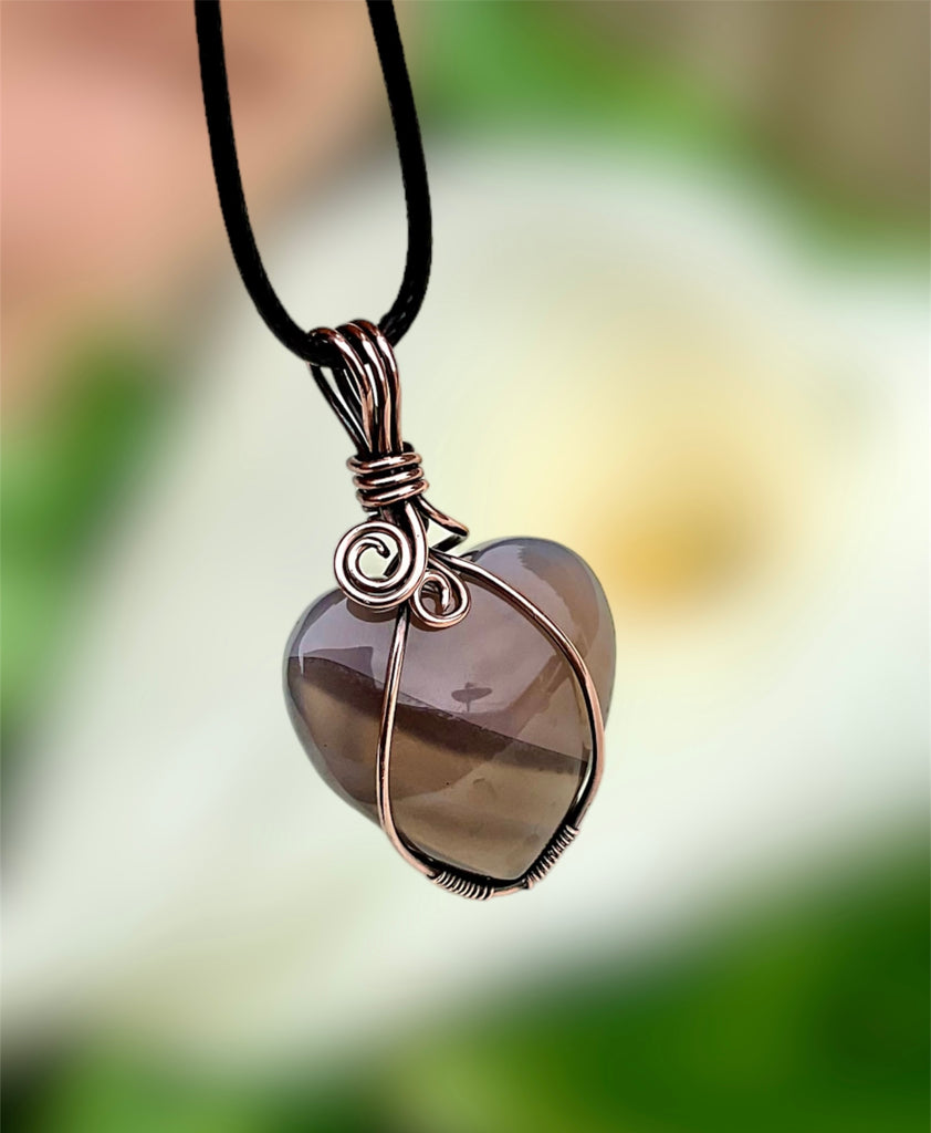Striped Agate Heart Shaped Pendant - Connie’s Crystals 