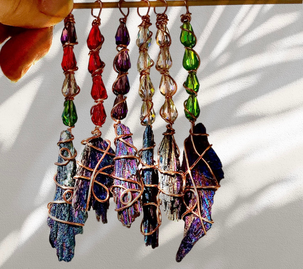 Black Kyanite Titanium Aura Witches Broomstick - Connie’s Crystals 
