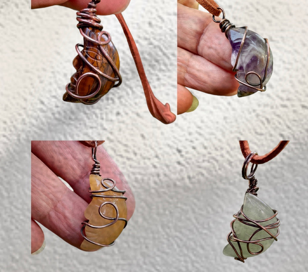 Carved Gemstone Crescent Moons - Connie’s Crystals 
