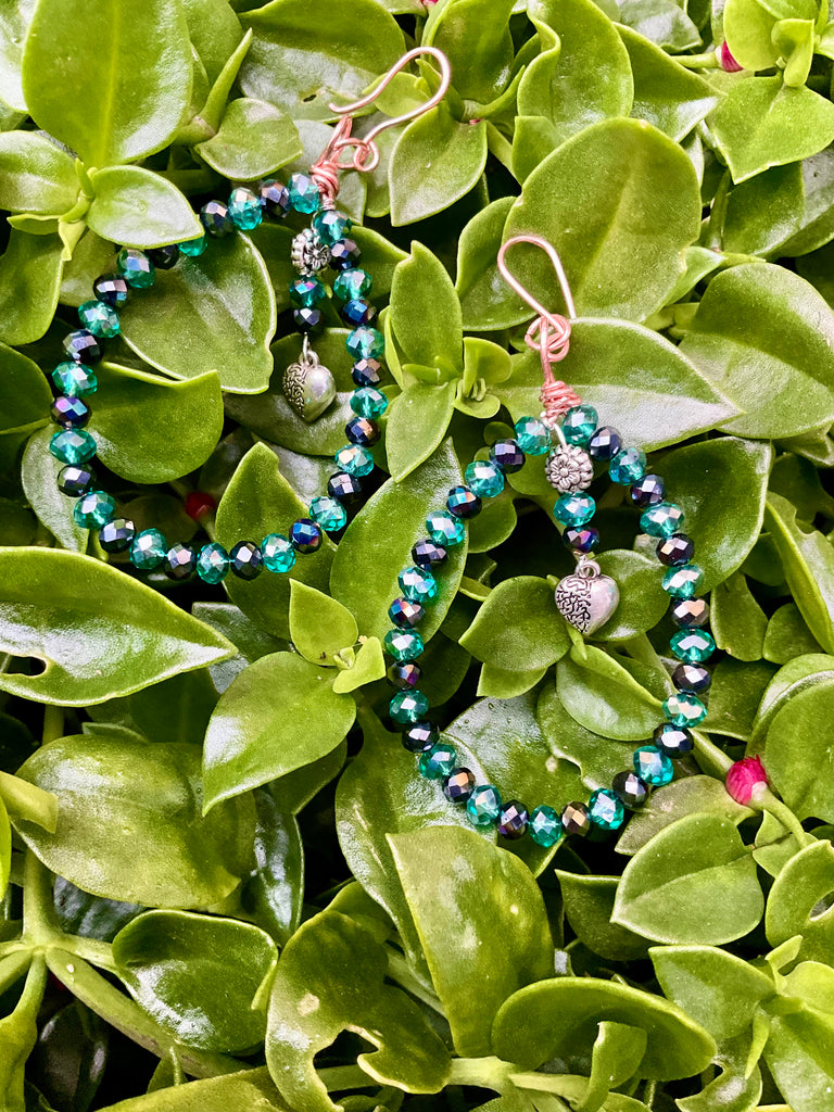 Green And Black Crystal Hoop Earrings - Connie’s Crystals 