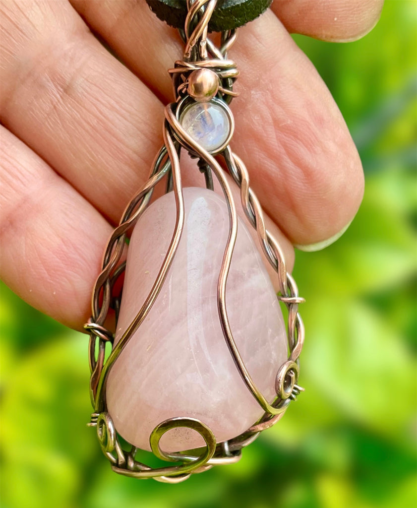 Rose Quartz Wire Wrapped Pendant - Connie’s Crystals 
