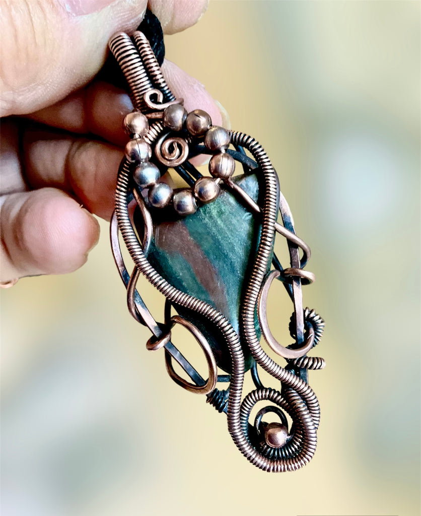 Bloodstone Freeform Wire Wrapped Pendant - Connie’s Crystals 