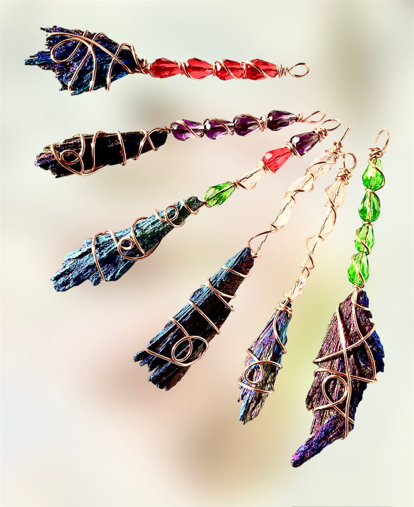 Black Kyanite Titanium Aura Witches Broomstick - Connie’s Crystals 
