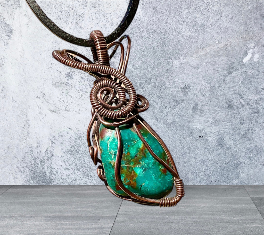 Chrysocolla Wire Wrapped Pendant - Connie’s Crystals 