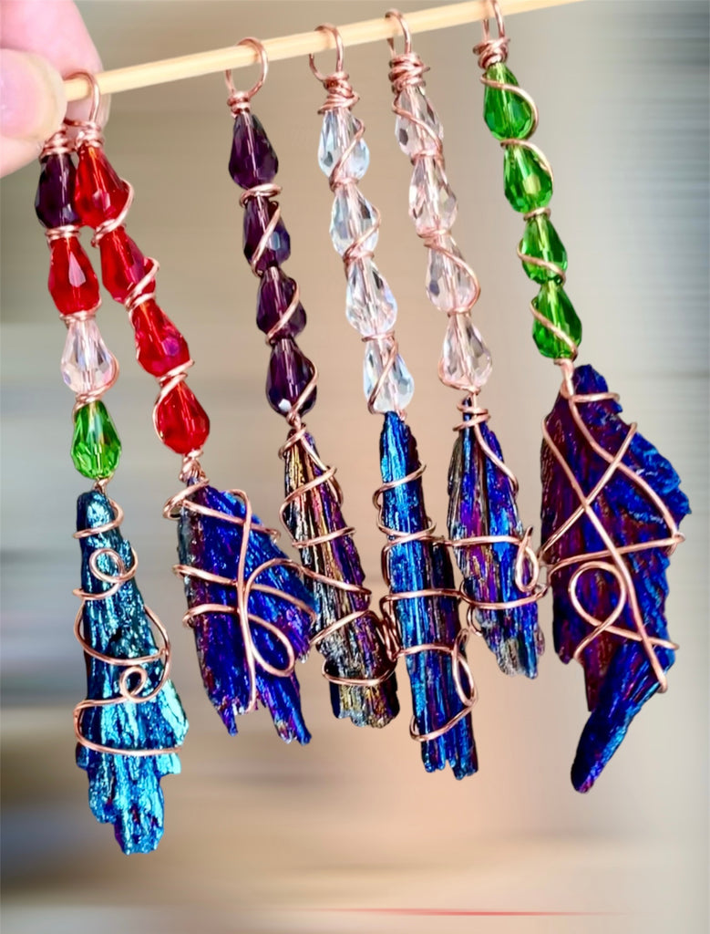 Black Kyanite Titanium Aura Witches Broomstick - Connie’s Crystals 