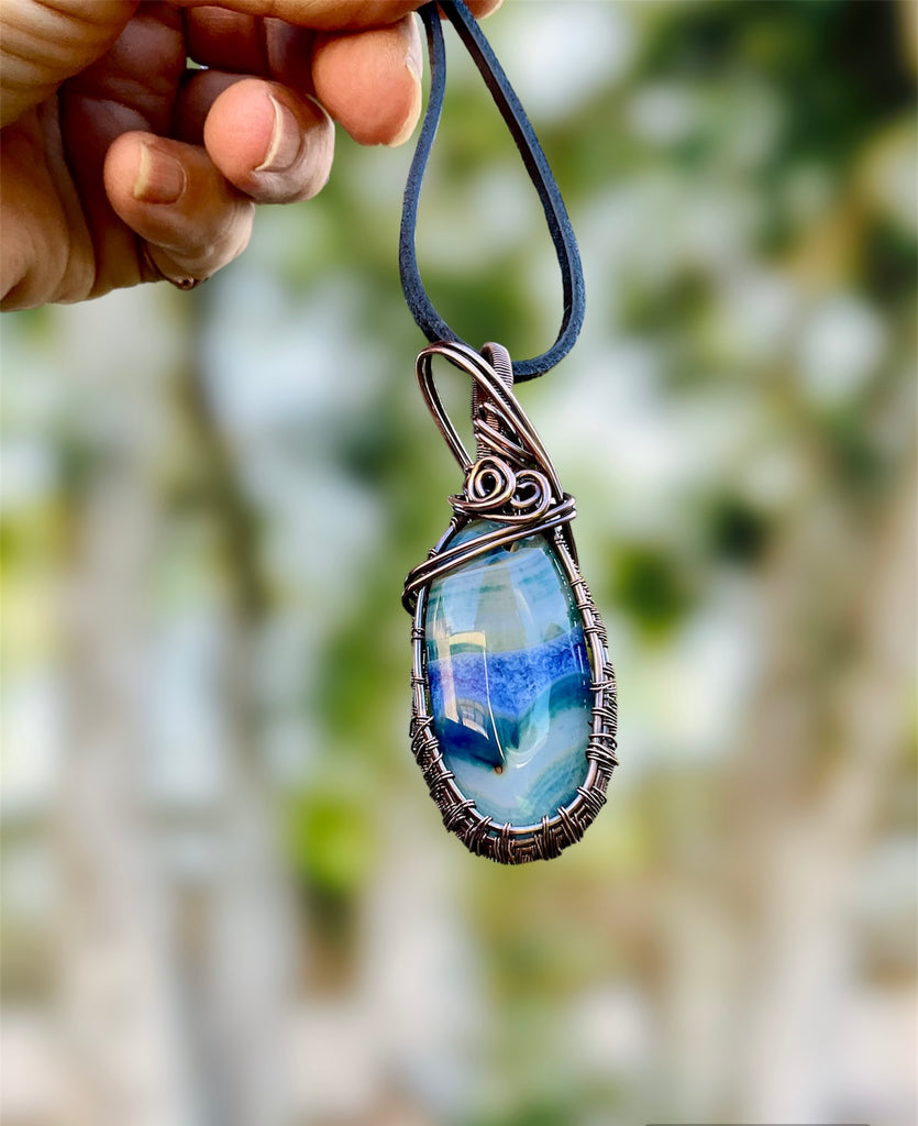 Druzy Geode Agate Wire Wrapped Pendant - Connie’s Crystals 