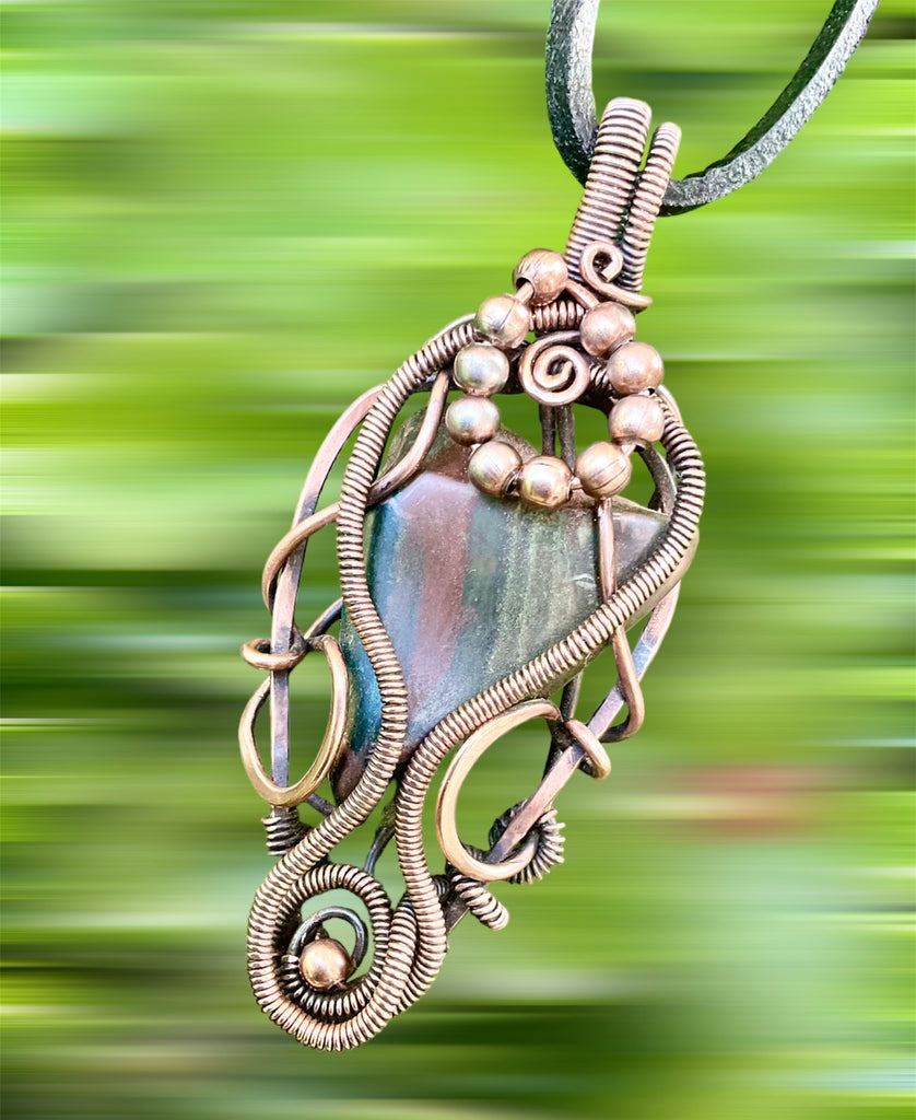 Bloodstone Freeform Wire Wrapped Pendant - Connie’s Crystals 
