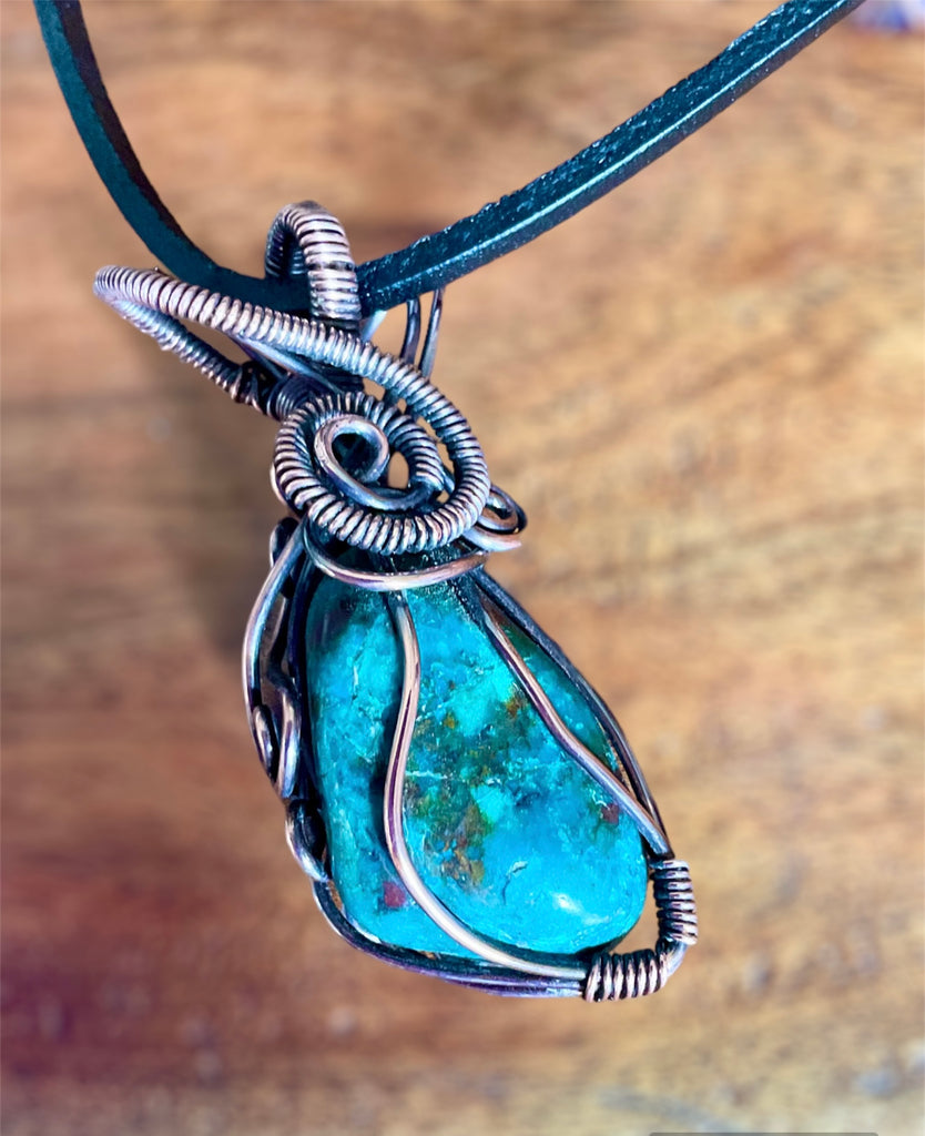 Chrysocolla Wire Wrapped Pendant - Connie’s Crystals 