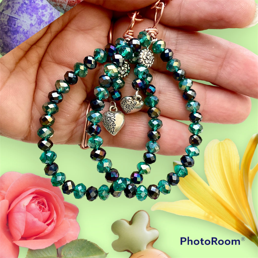 Green And Black Crystal Hoop Earrings - Connie’s Crystals 
