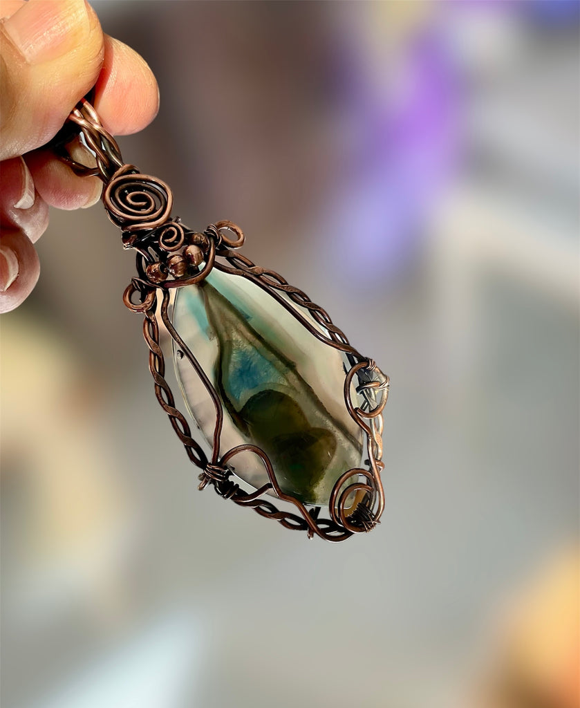 Druzy Geode Agate Large Wire Wrapped Pendant - Connie’s Crystals 