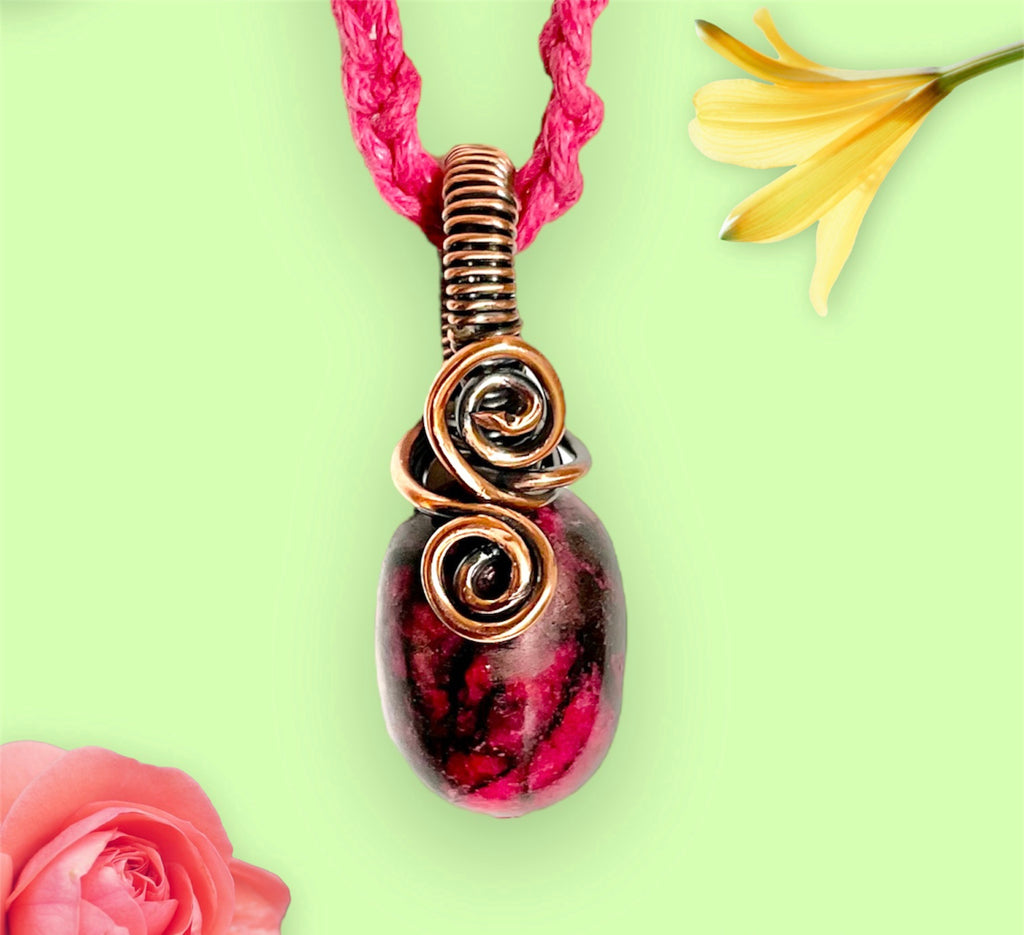 Red Kunzite Wire Wrapped Pendant - Connie’s Crystals 