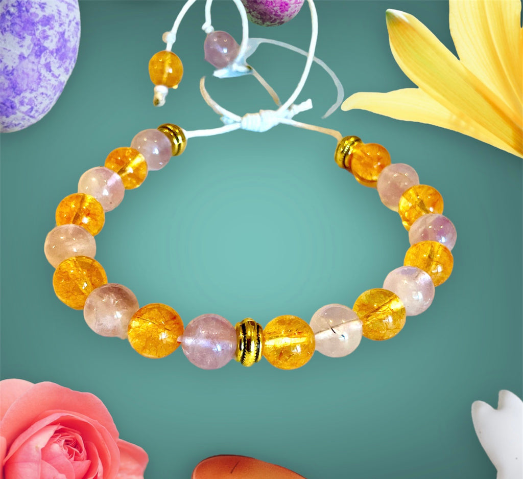 Amethyst & Citrine Beaded Bracelet - Connie’s Crystals 