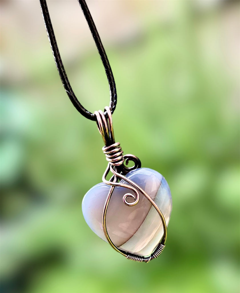 Striped Agate Heart Shaped Pendant - Connie’s Crystals 